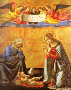 Nativity of Christ, Domenico Ghirlandaio, c. 1492, tempera on panel, Pinacoteca, Volterra, Italy.