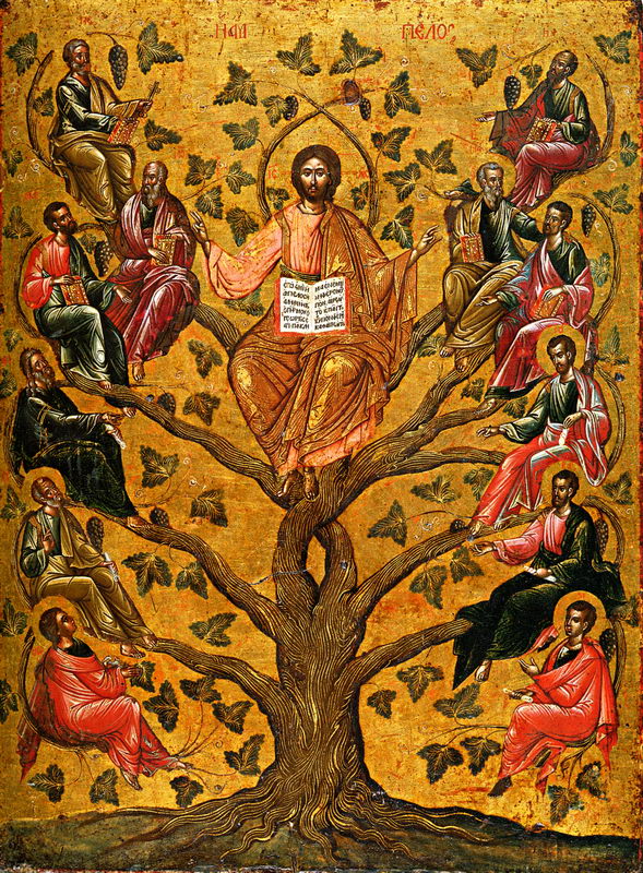 Christ the True Vine, icon, 16th century, Лоза Истинная (Виноградная лоза), Byzantine and Christian Museum, Athens.